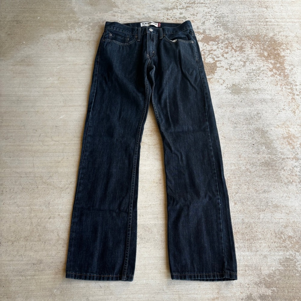Levis 514 Slim Straight Jeans Mens 31x32 Dark Wash Indigo Denim Western Y2K